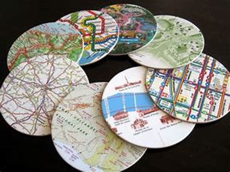 Round Map Coaster Custom Map Coasters - Etsy