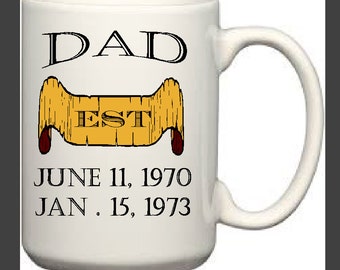 Custom Dad Mug with Birthdates