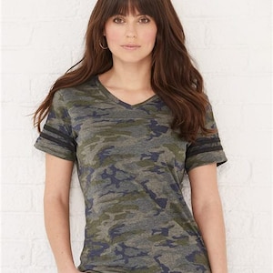 Personalized  Ladies Football shirt camo or Heather