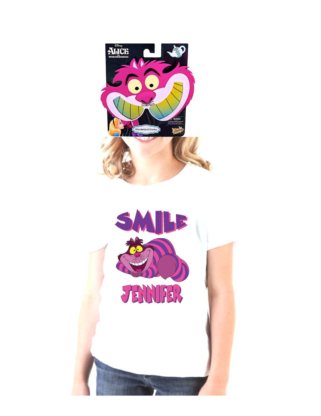 Personalized Cheshire Cat Tee Shirt With Sunglasses Etsy