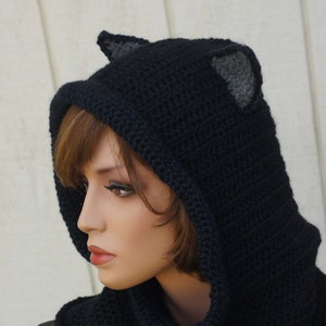 CROCHET PATTERN Hooded Cowl with Cat Ears Animal Cowl Pattern Crochet Hood Pattern Hoodie with Ears Cat Scarf  Pattern