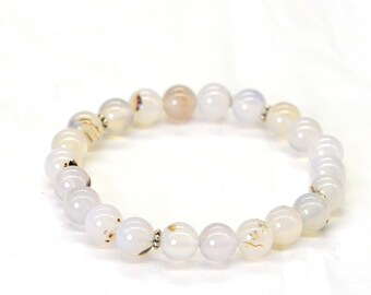 White Agate Chakra   Bracelet White Crystals Bracelet Gemstone Bracelet beaded bracelet