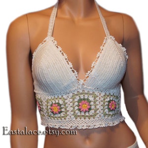 crochet crop top Crochet Pattern PDF Women Top White Cotton Crochet top Bikini Top Hippie Top PDF pattern image 3