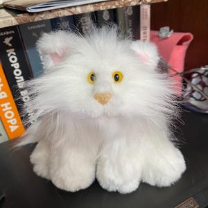 White Persian Cat Stuffed Animal Cat Doll Long Soft Fur Miniature Cat
