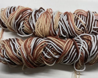 Ombre Acrylic Yarn: Ivory, Brown, and Yellow-Orange - 2 Skeins