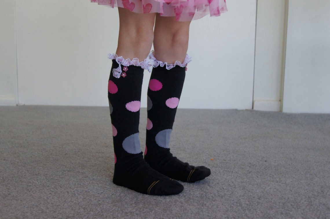 Little Girls Boot Socks Lace and Buttons High Knee Etsy