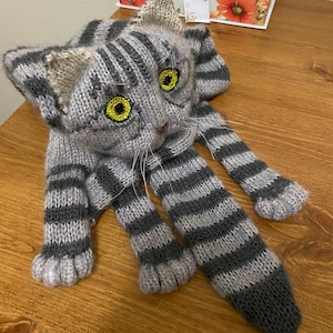 Knitted Scarf Fuzzy Tabby Gray Knit Cat Scarf Mohair Long Scarf Cat Lovers Memory Lost Pet Gift Animal Scarf image 7