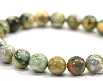 Rainforest Rhyolite Jasper 8mm Bracelet Stretch Adjustable Bracelet For Men