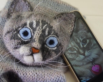 Custom Order Scarf Knitting Pure wool Long Scarf Cat Lovers Memory Lost Pet Gift
