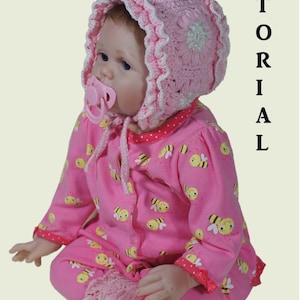 Crochet Pattern newborn baby girl bonnets PDF Pattern  Crochet Baby Hat Instant Download File Crochet Tutorial