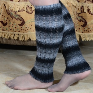 Ombre Gray Leg Warmers Boot Legwarmers Strips Legwarmers