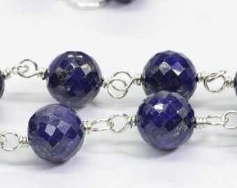 Micro Facet Sapphire Gemstone Set Earrings Bracelet Wire Wrapped Sterling Silver Bolo Style Adjustable