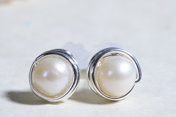 Orecchini perla con filo in argento Sterling