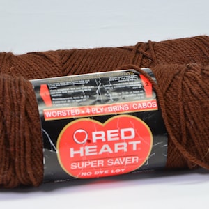 Coffee Beans Color Yarn  Chunky Yarn Vintage Yarn Made in USA - 4 Ply Red Heart Yarn Lot 2 Skeins
