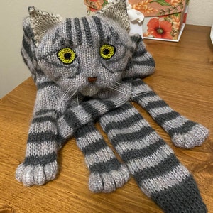 Knitted Scarf Fuzzy Tabby Gray Knit Cat Scarf Mohair Long Scarf Cat Lovers Memory Lost Pet Gift Animal Scarf image 6