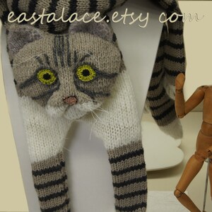 Knitted Scarf animal scarf tabby cat Fuzzy black beige white Soft Scarf Pet Ginger Cat Lover Mother Gift Idea image 6