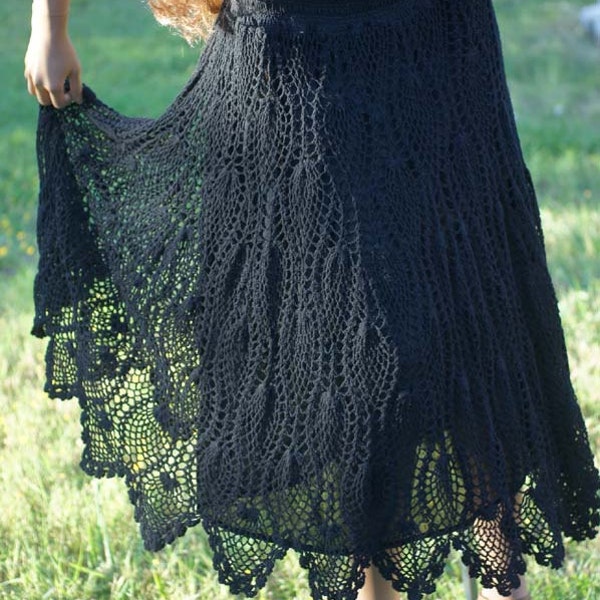 Crochet Pineapple Lace Skirt Pattern: Boho Long Skirt (PDF Tutorial)