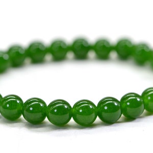 Green Jade Beaded Bracelet 8 mm Gemstone Bracelet
