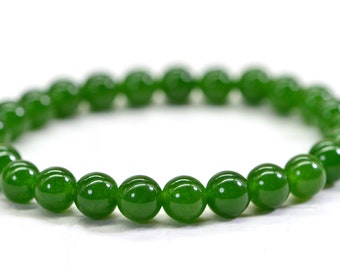 Green Jade Beaded Bracelet 8 mm Gemstone Bracelet