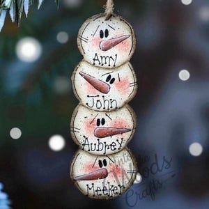 Personalized Snowman Ornament: Family Christmas Decor, Country Crafts
