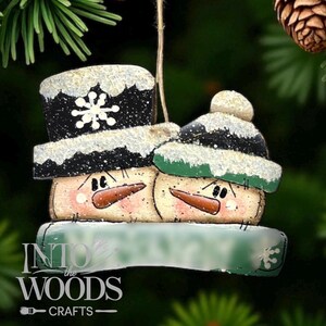 Snowman Couple Lamp Personalized Ornament