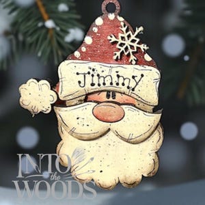 Personalized Santa Ornament: Multi-Layered Wood Christmas Decor