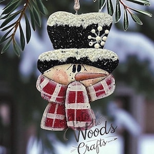 Top hat Snowman Ornament, Christmas Decor, Gift for Family, Personalized Gift, Country Crafts