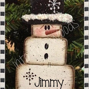 Snowman Ornament, Christmas Decor, Gift for Family, Personalized Gift, Country Crafts