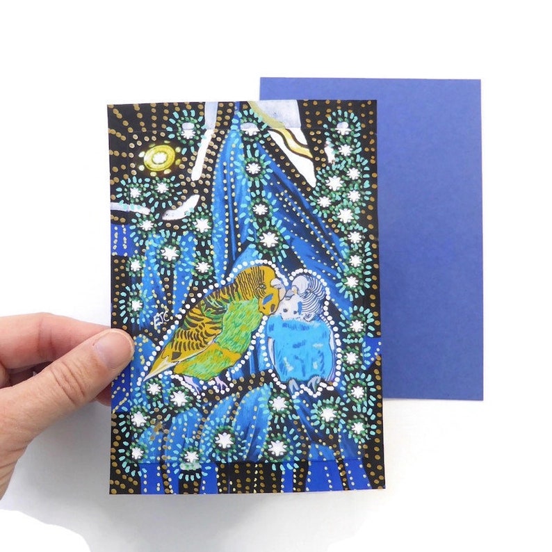 Budgie painting on paper original budgie art print hand image 2