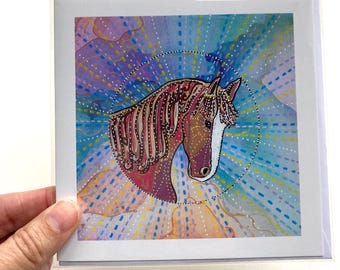 Horse Art Card, Blank Pony Greeting Card