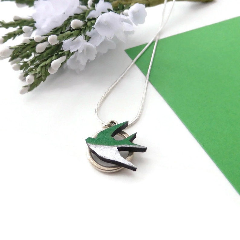Swallow bird necklace hand painted original animal wooden image 4
