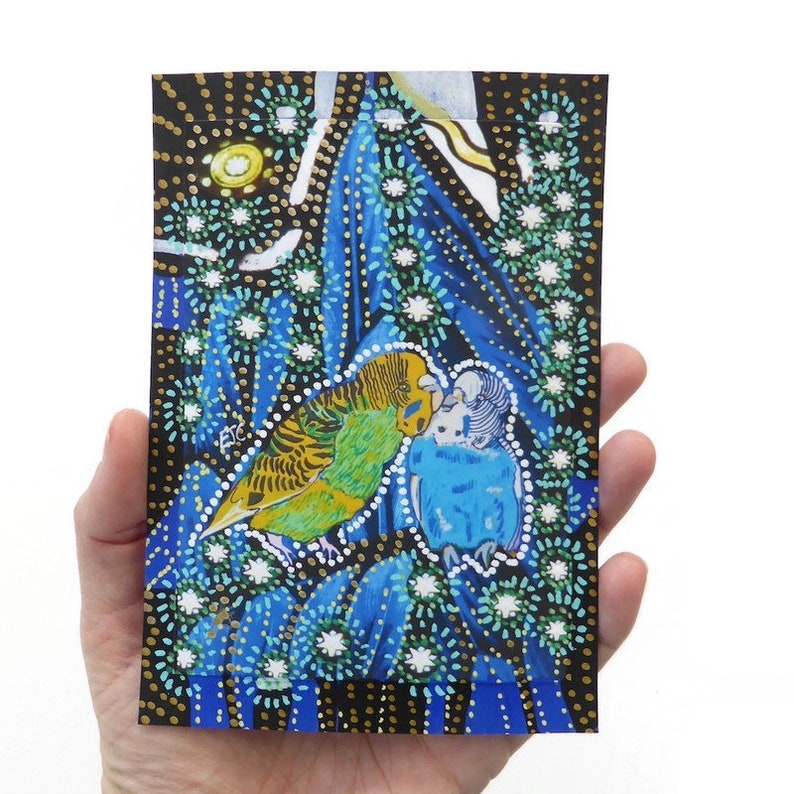 Budgie painting on paper original budgie art print hand image 0