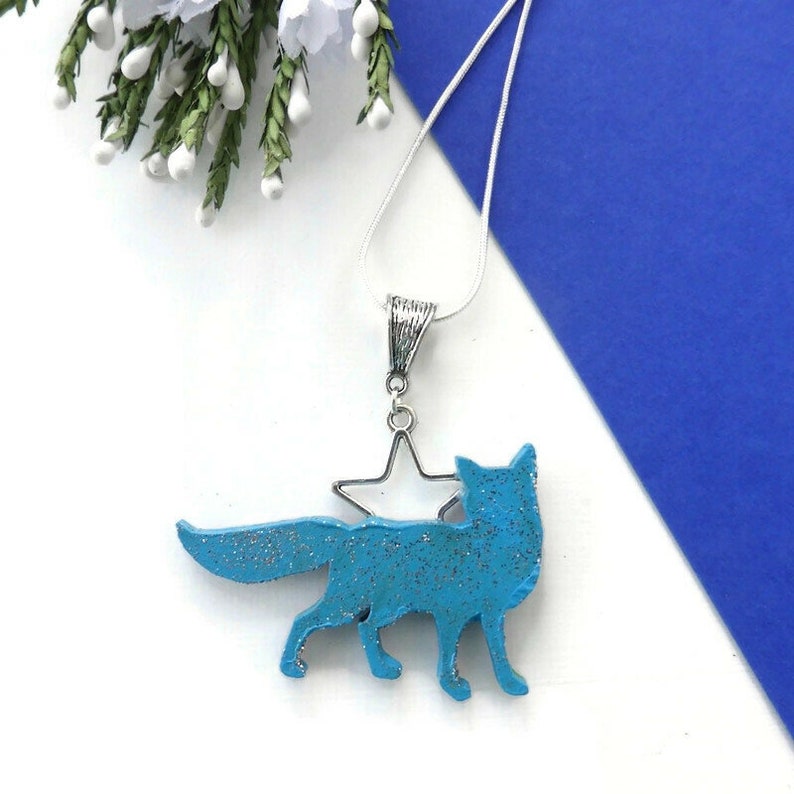 Fox necklace hand painted original animal wooden jewellery image 6