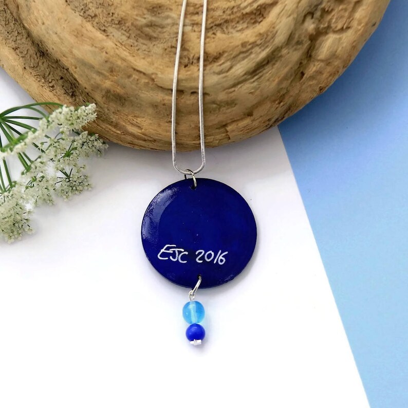 Swallow necklace original painting handmade jewelry on silver snake chain