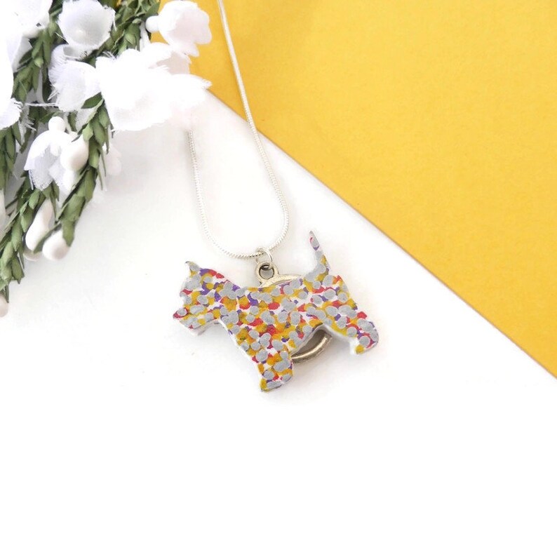 Western highland terrier dog necklace painted on wood image 2
