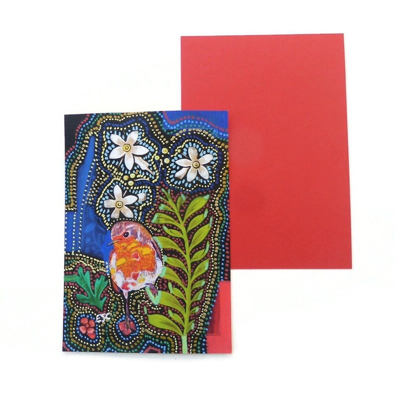 Robin bird painting on paper original bird art print hand image 3