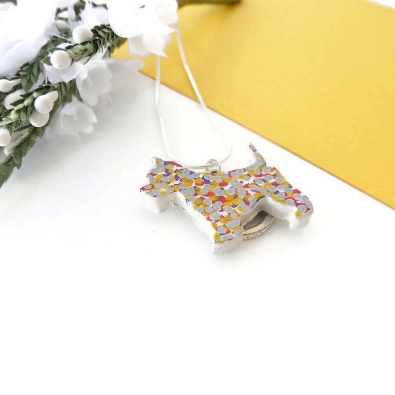Western highland terrier dog necklace painted on wood image 3