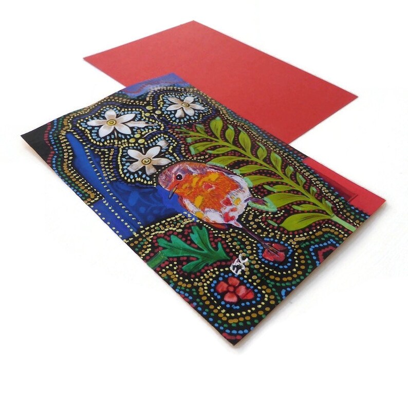 Robin bird painting on paper original bird art print hand image 8