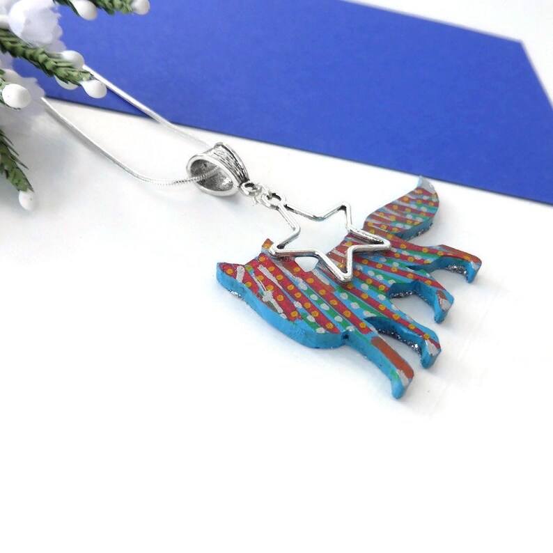 Fox necklace hand painted original animal wooden jewellery image 4