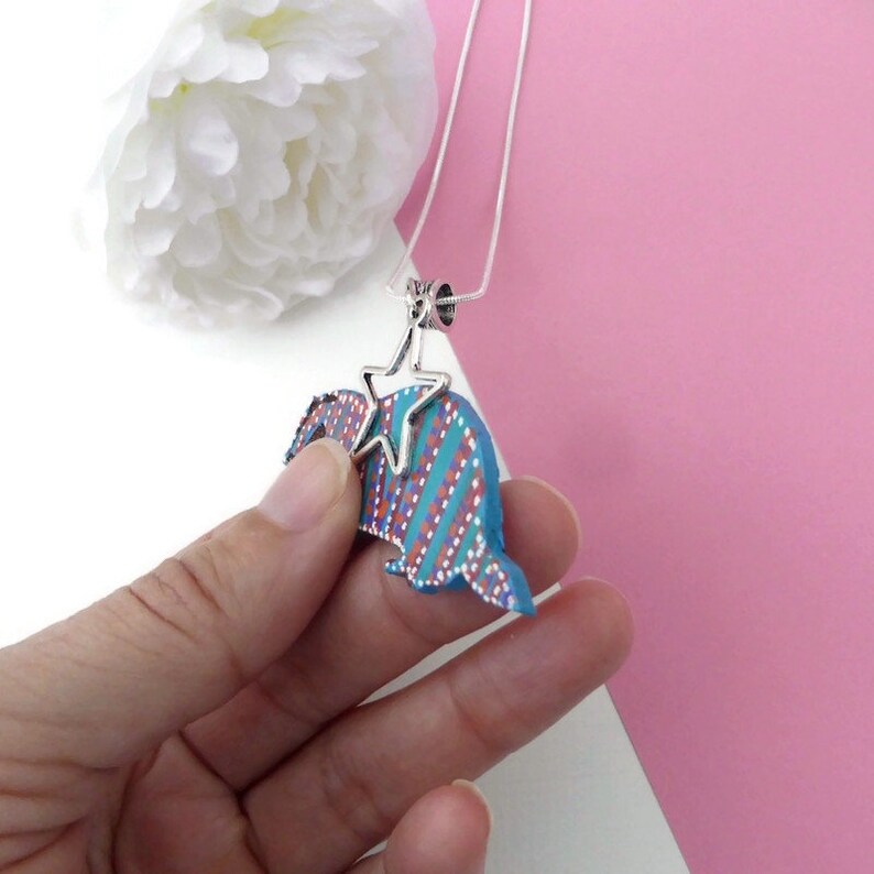 Badger necklace hand painted original animal wooden jewellery image 1