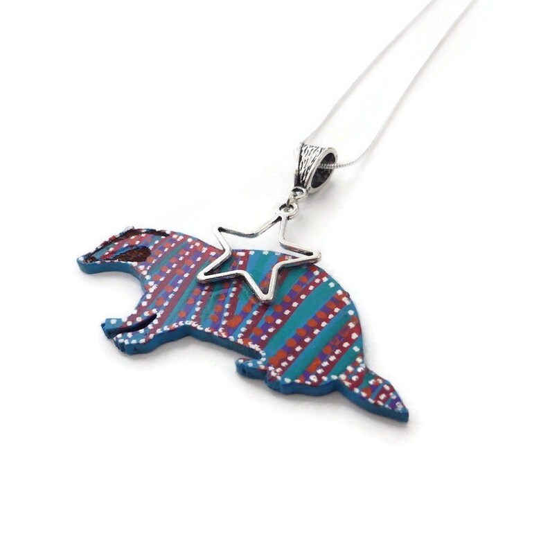 Badger necklace hand painted original animal wooden jewellery image 6