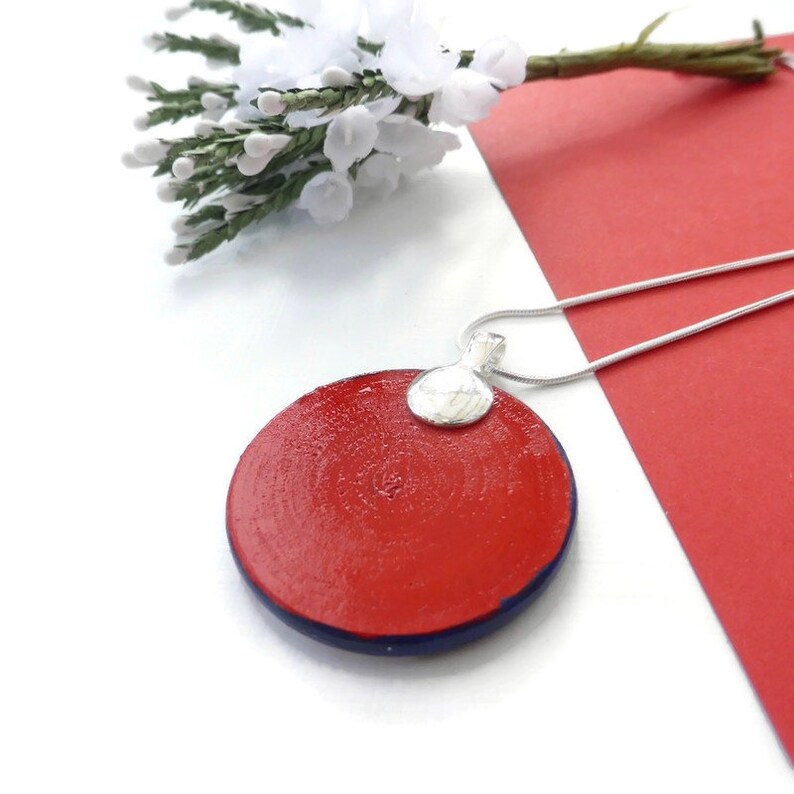 Puffin bird necklace hand painted original wooden jewellery image 6