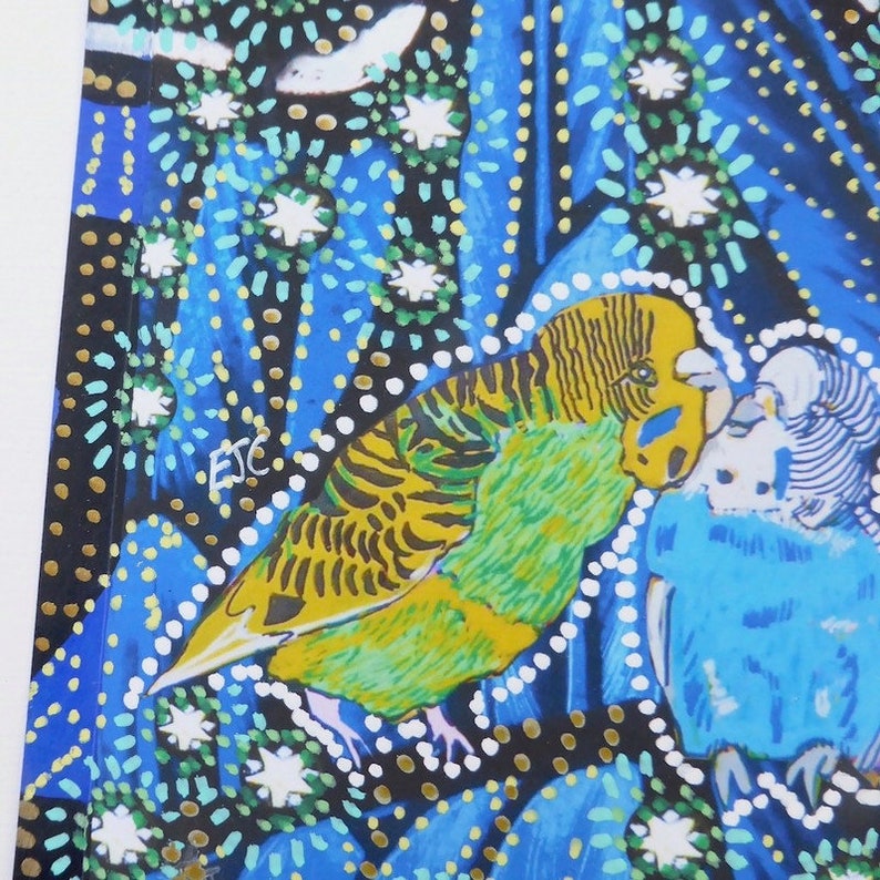 Budgie painting on paper original budgie art print hand image 6