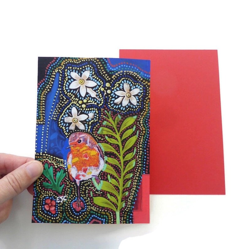 Robin bird painting on paper original bird art print hand image 2