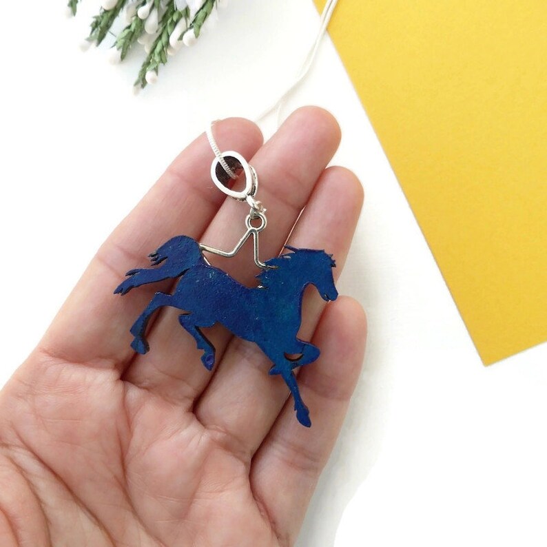 Rainbow horse necklace painted on wood original horse lovers image 8