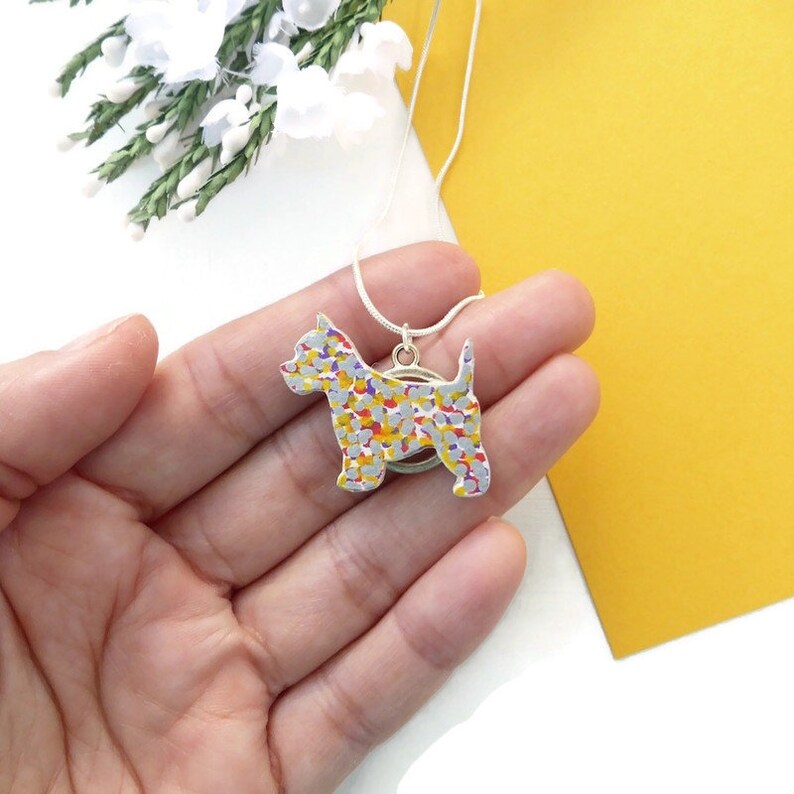 Western highland terrier dog necklace painted on wood image 6