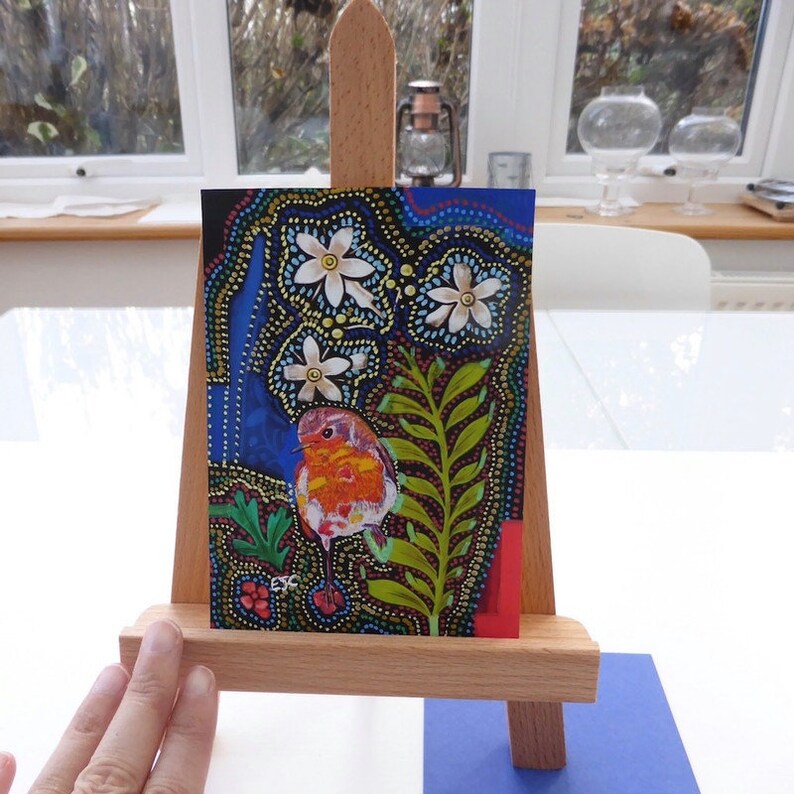 Robin bird painting on paper original bird art print hand image 1