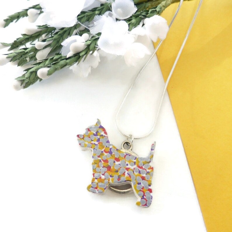 Western highland terrier dog necklace painted on wood image 1