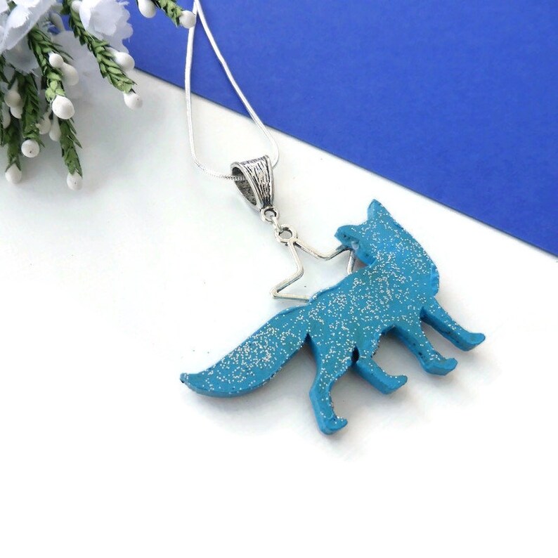 Fox necklace hand painted original animal wooden jewellery image 7