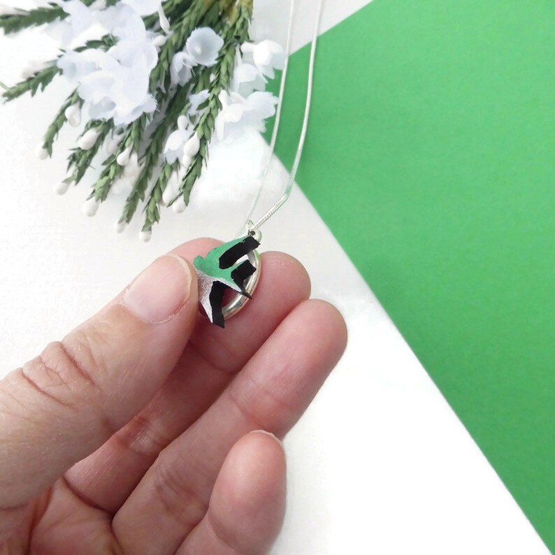 Swallow bird necklace hand painted original animal wooden image 8